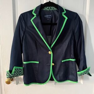 Jones New York Navy Blazer with Green Accents